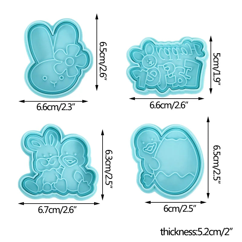 Easter Cookie Cutter Set - Bunny, Egg & Chick Molds for Spring Baking