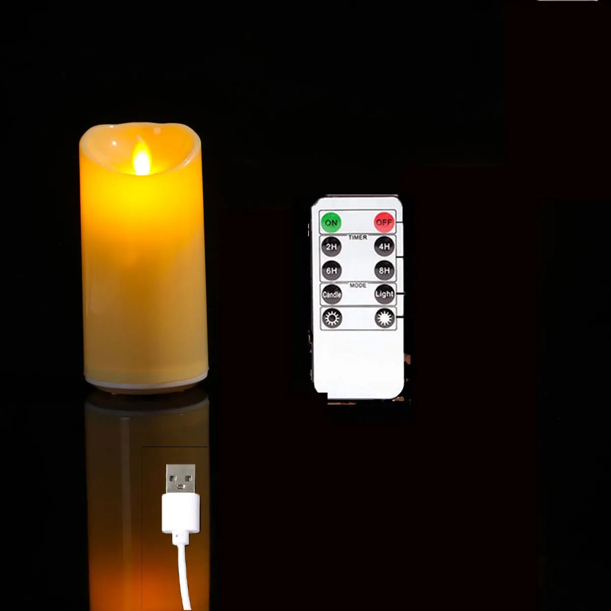 1 or 3 Pieces Birthday USB Charge Remote Control LED Decorative Moving Wick Candles, 10/12.5/15 cm Rechargeable Dancing Church Candles