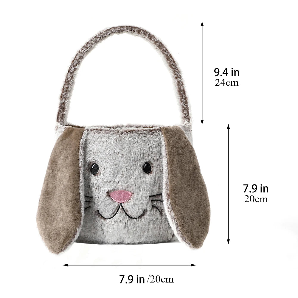 Easter Bunny Basket for Kids - Plush Egg Hunt Bag