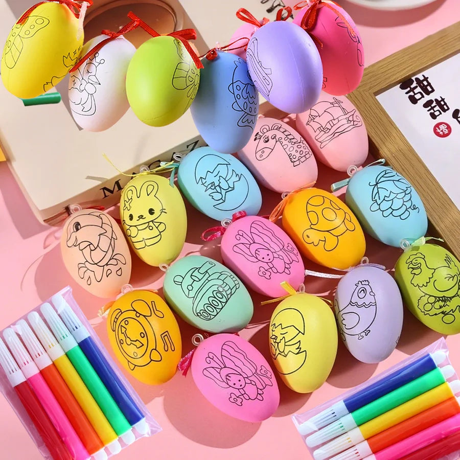 DIY Painting Easter Eggs with Colorful Paint Pens - Easter Egg Decorating Kit for Kids