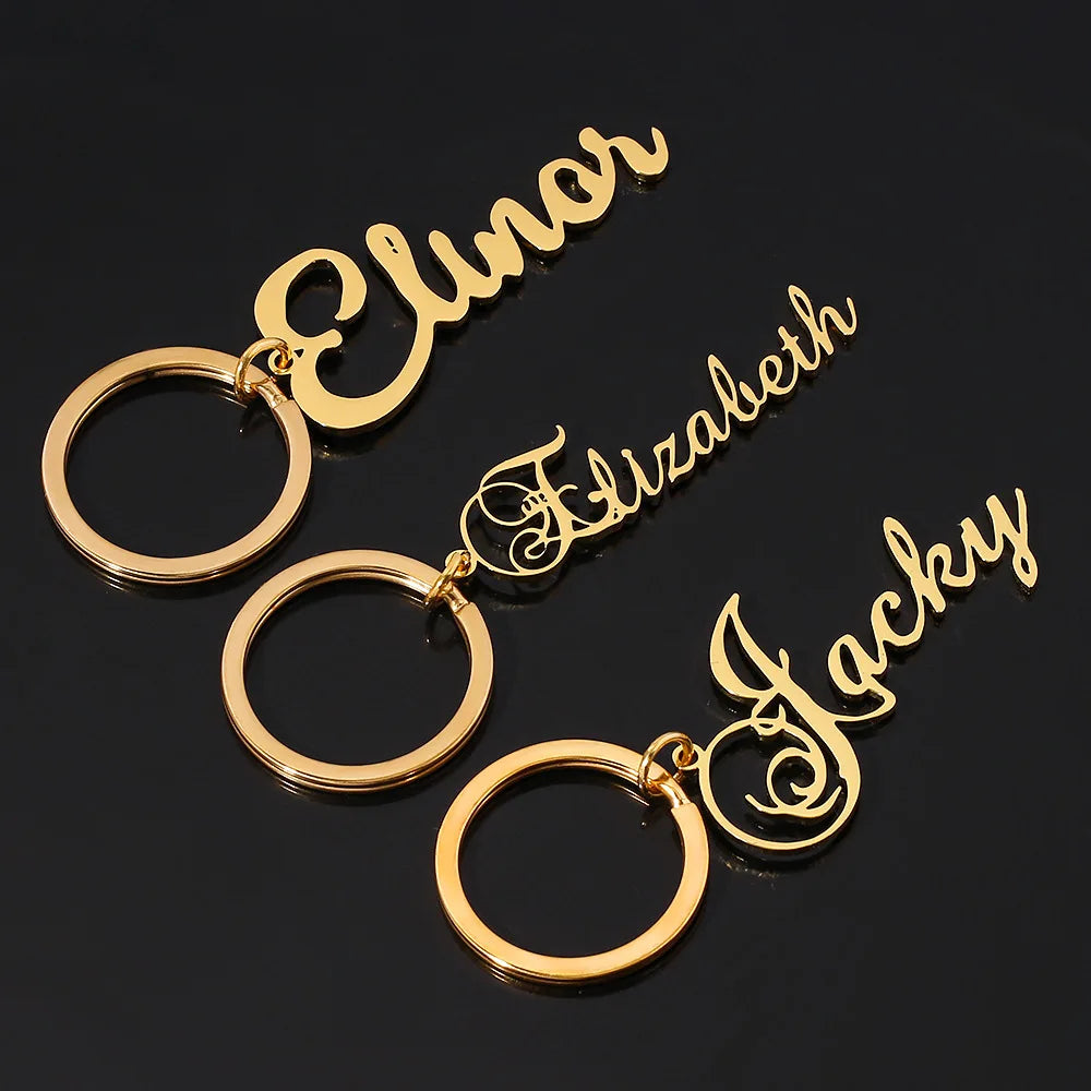 Personalized Name Keychain - Custom Shape Tag Key Ring Mothers Day Anniversary Birthday