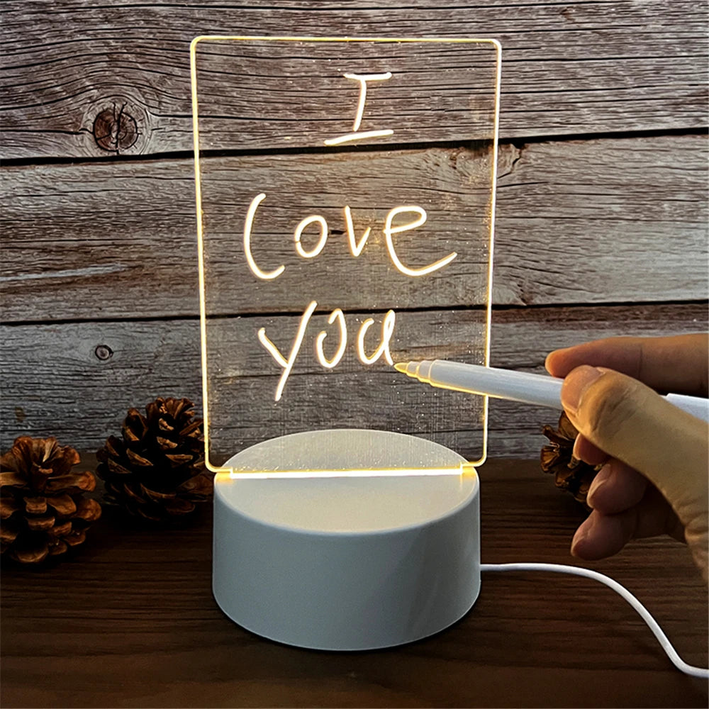 LED Message Board Night Light - USB Erasable Acrylic Desk Lamp Mothers Day Birthday