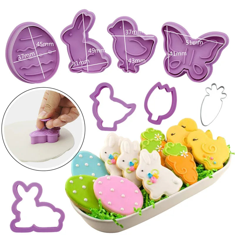 Easter Cookie Cutter Set - Bunny, Egg & Chick Molds for Spring Baking