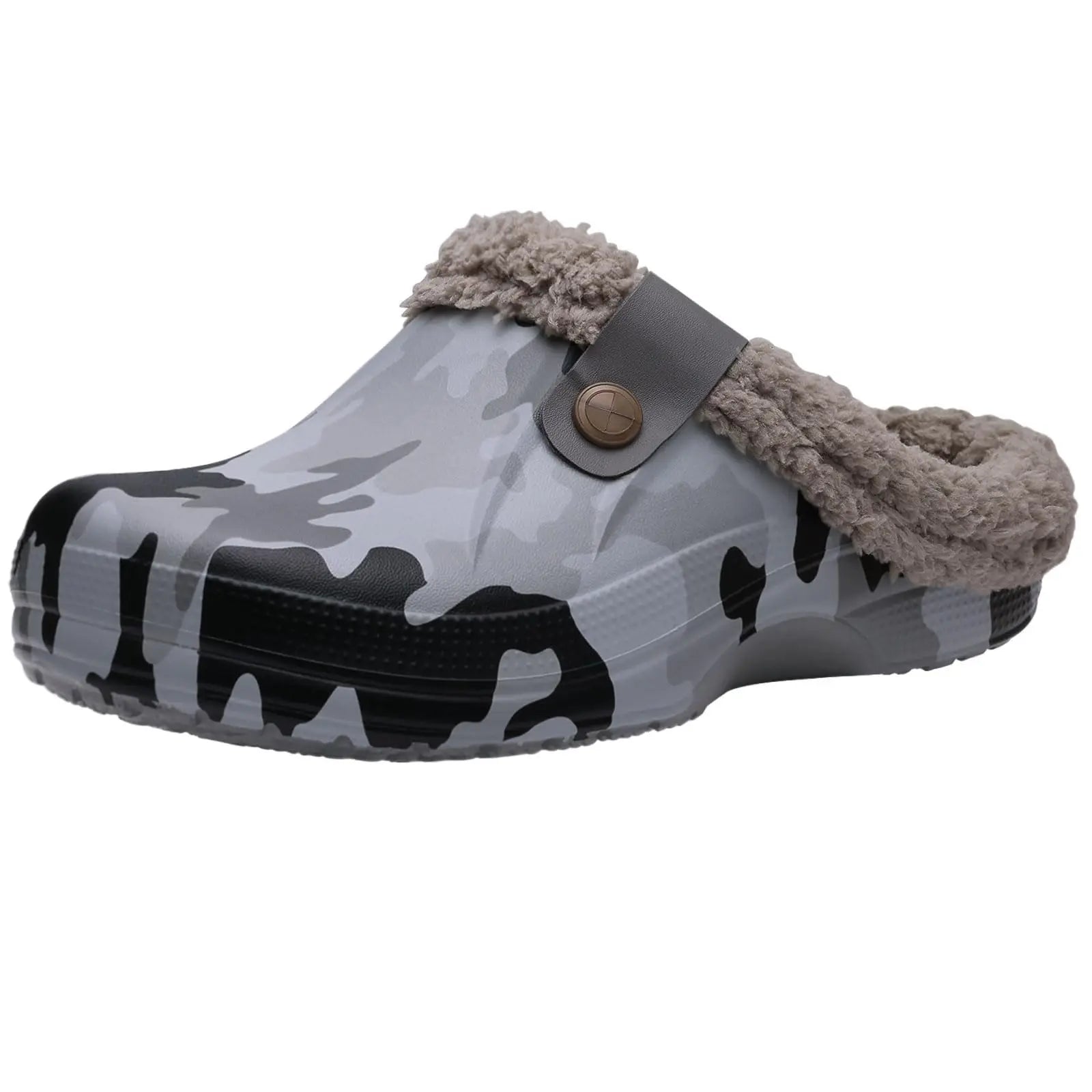 Men's Waterproof Fur Slippers – Warm Non-Slip Winter Shoes