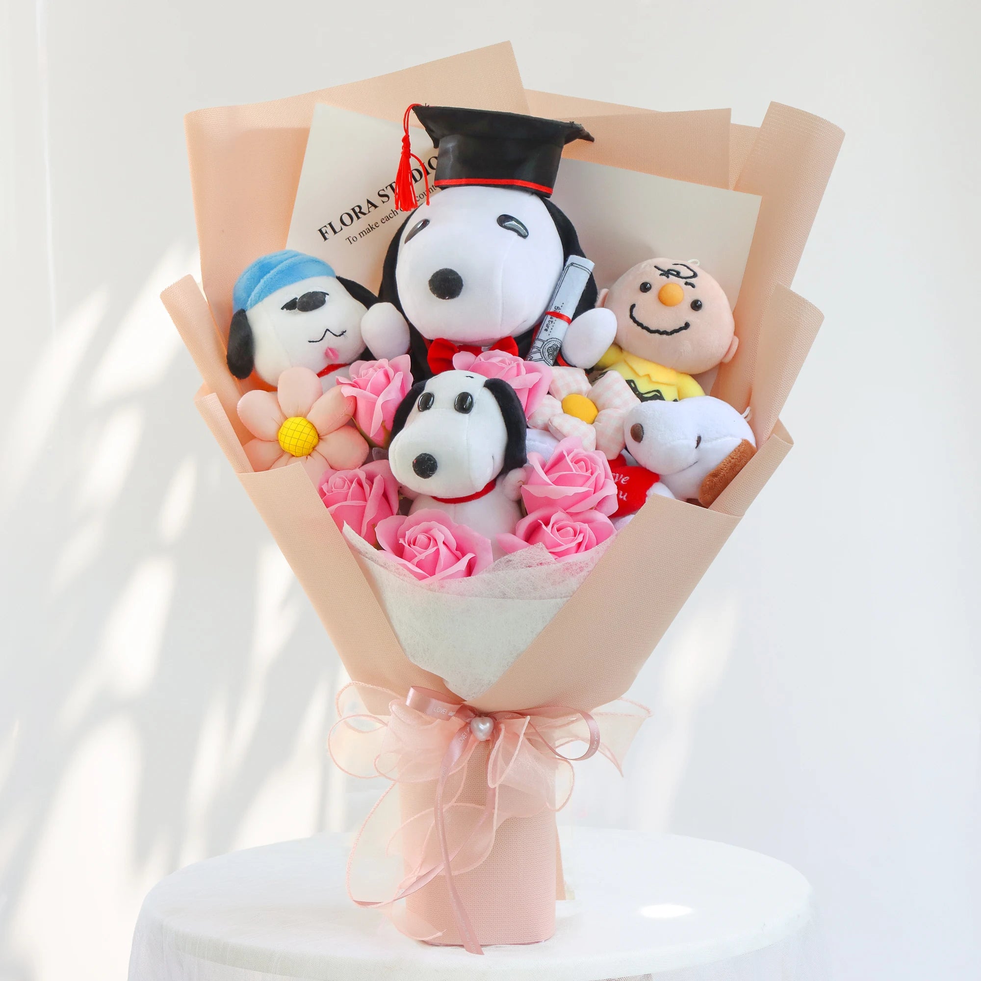 Graduation Gift Anime Cartoon Plush Bouquet Cute Doll Flower Puppy Graduation Gift Birthday Gift For Girlfriend Doll