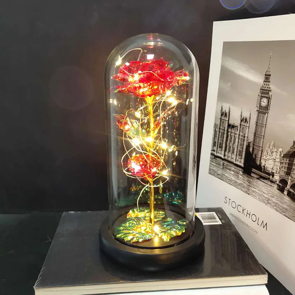 LED Rose Gift - Eternal Flower in Glass Dome | Mother’s Valentine’s Day Birthday Gift