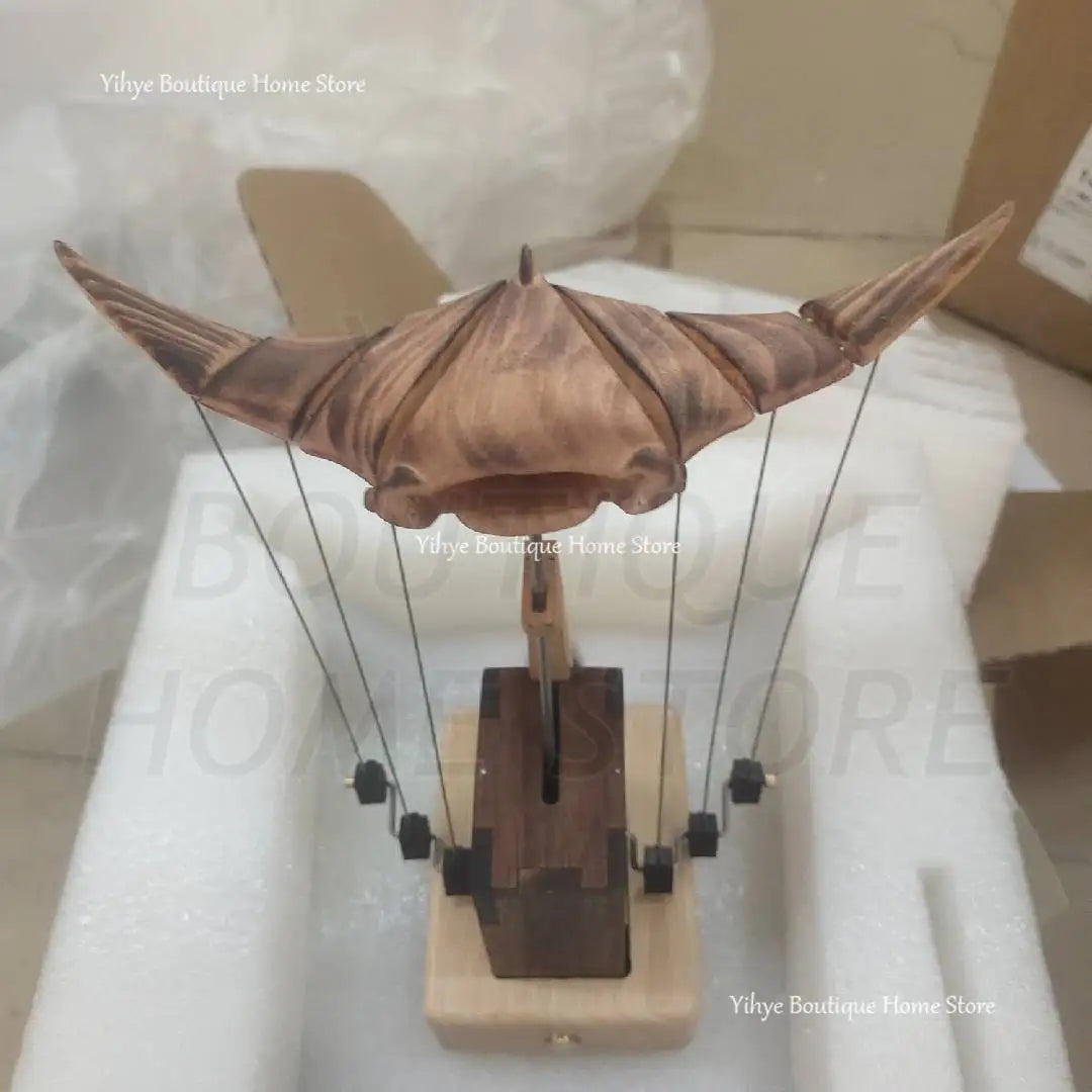 Hand-carved Flying Manta Ray Kinetic Sculpture - Unique Wooden Desktop Ornament for Home/Office Decoration & Birthday Gifting for Him or Her