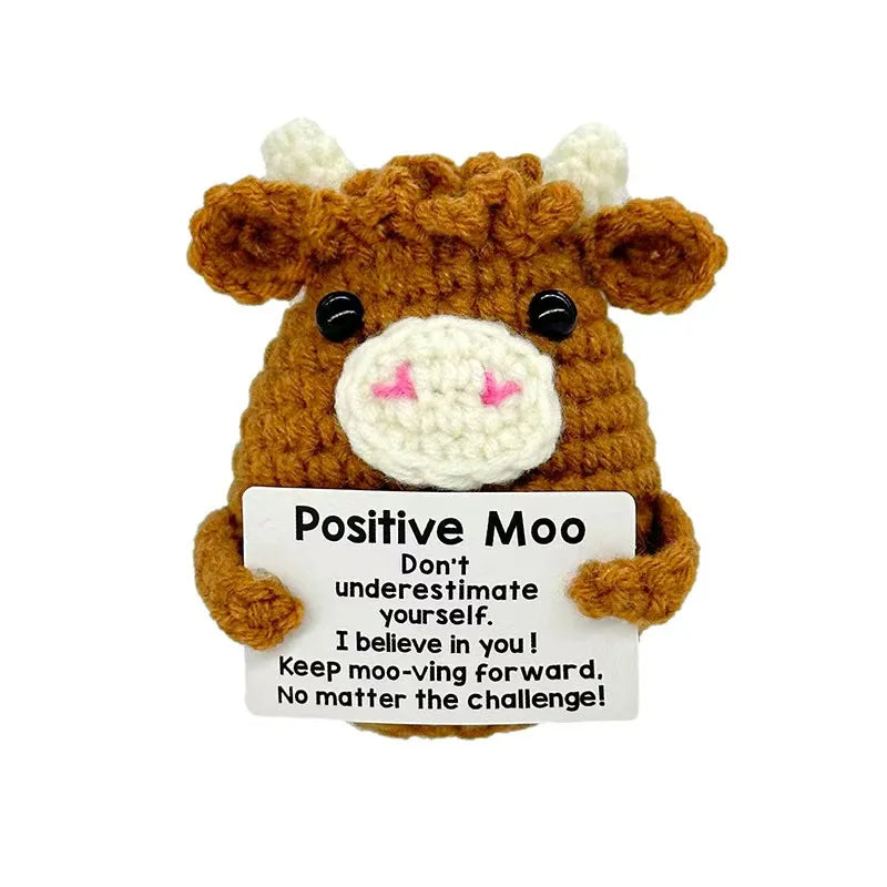 Gifts for Him Her Boyfriend Girlfriend  Handmade Positive Crochet Cute Cow Emotional Birthday Christmas Desktop Decorations