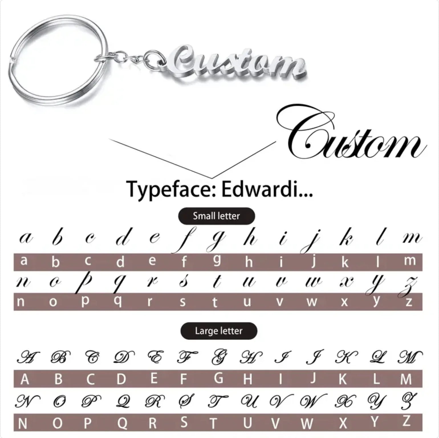 Personalized Name Keychain - Custom Shape Tag Key Ring Mothers Day Anniversary Birthday