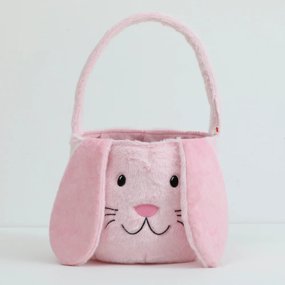 Easter Bunny Basket for Kids - Plush Egg Hunt Bag