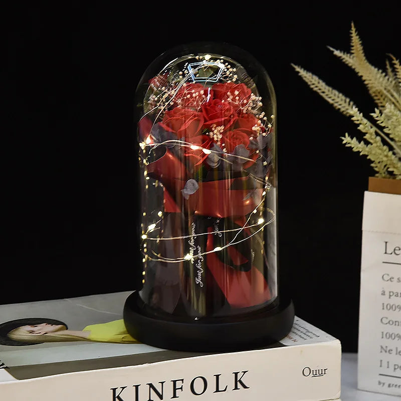 LED Rose Gift - Eternal Flower in Glass Dome | Mother’s Valentine’s Day Birthday Gift