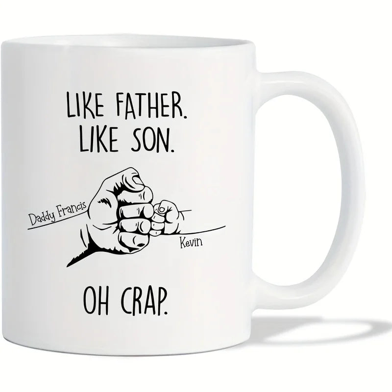Personalized Father & Son 11oz/325ml Coffee Mug – Fist Bump Dad Gift