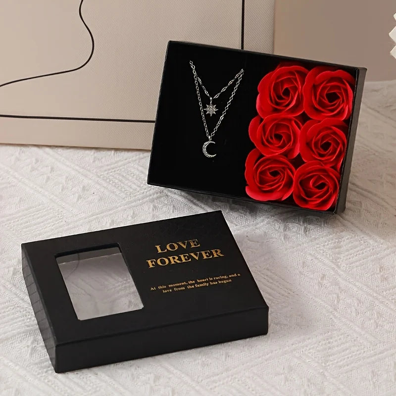 Rose Gift Box Set - 6 Roses with Window Box & Tote Bag