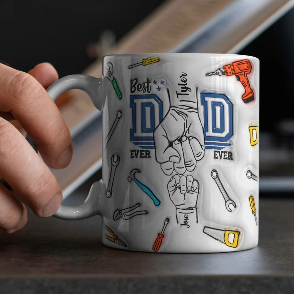 Personalized Dad 11oz 3D Mug for Father's Day Custom Name Coffee Cup with 3D Text Effect8