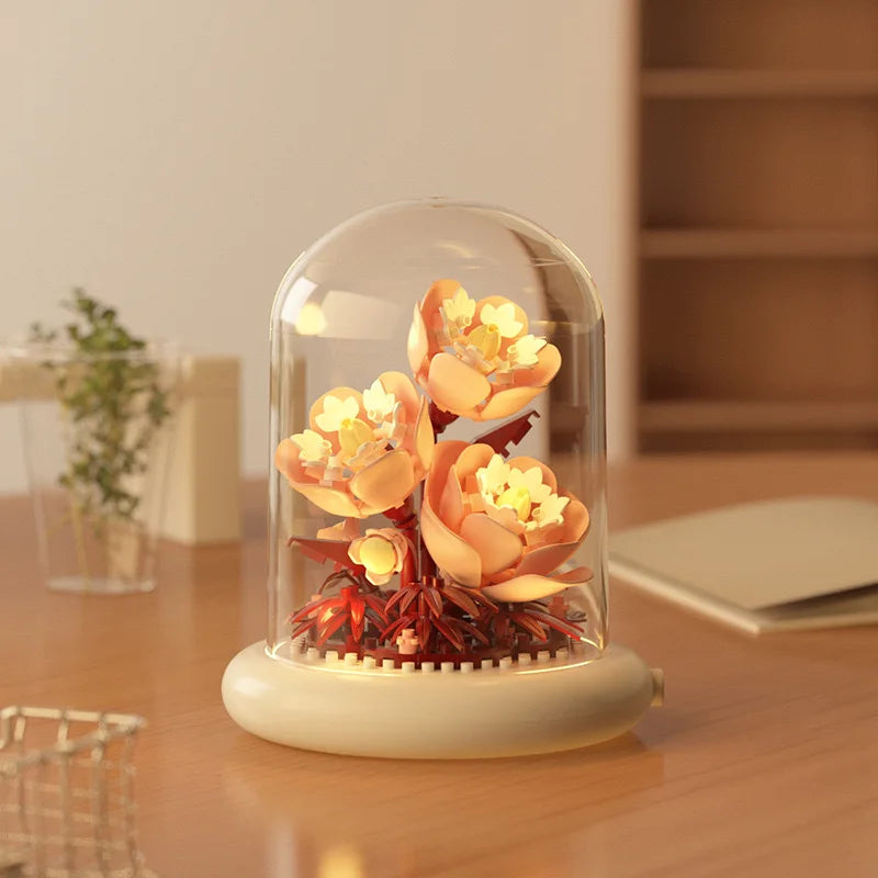 2026 Valentine's Day Gift Handmade Assembly of Building Blocks Flowers Roses Couple Gift Birthday Desktop Decoration Ornament