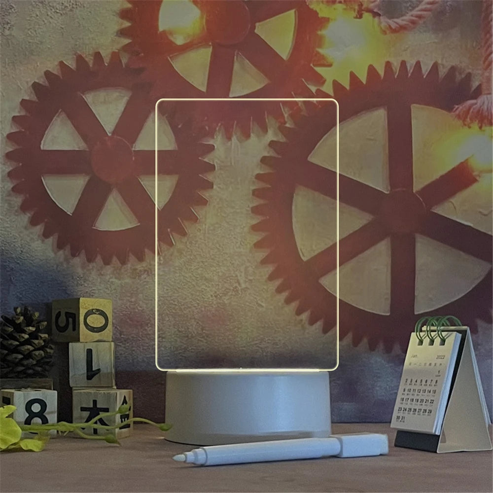 LED Message Board Night Light - USB Erasable Acrylic Desk Lamp Mothers Day Birthday