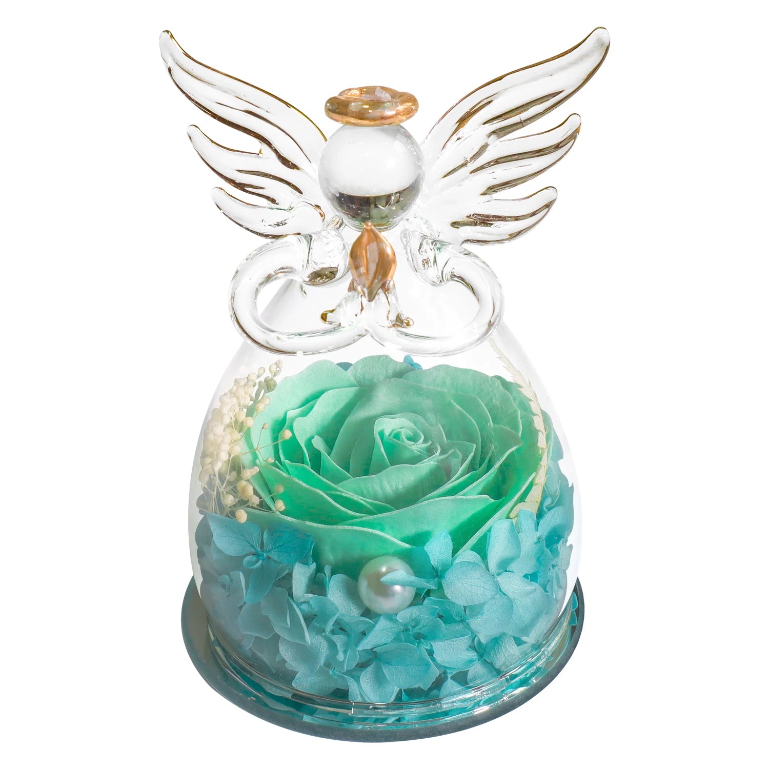 Soap Rose in Angel Glass Dome - Eternal Flower Gift