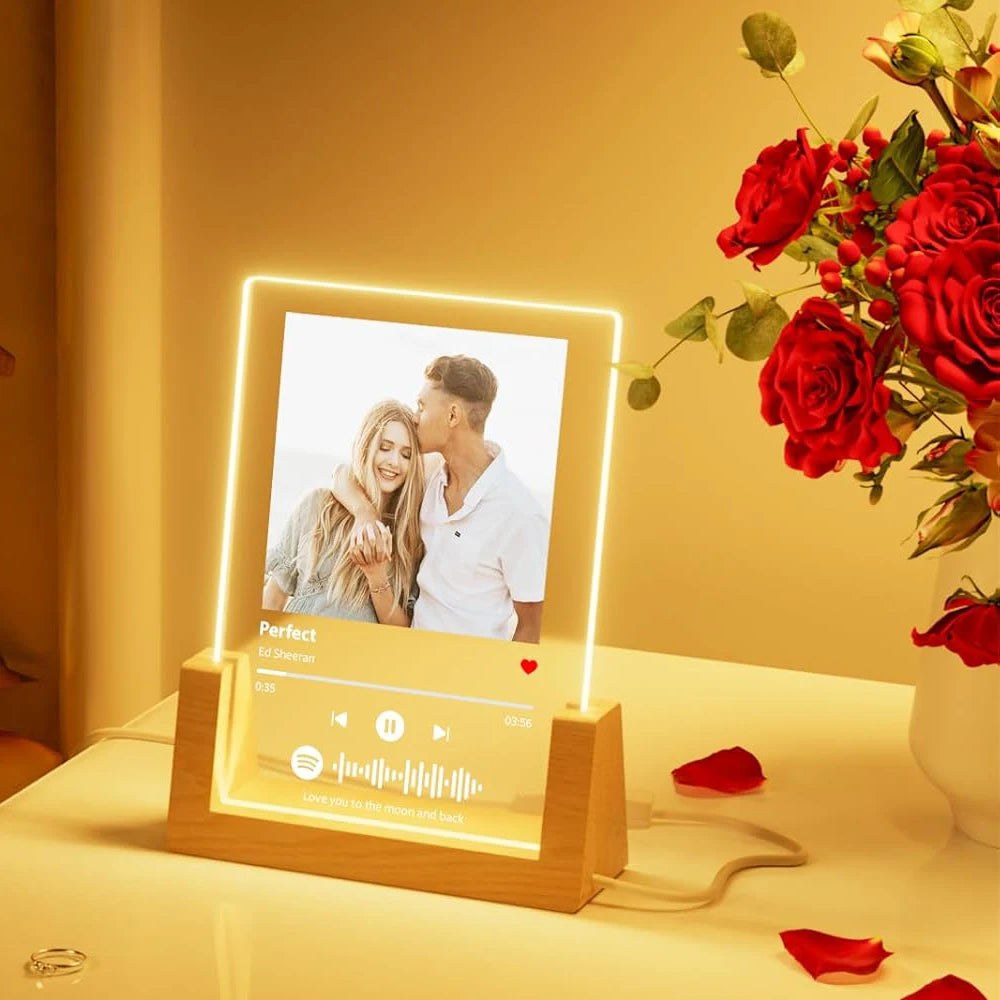 Custom Valentine's Day Gifts Song Plaque Personalized Lamp With Photo Custom couple Romantic Birthday Gift Acrylic Frame
