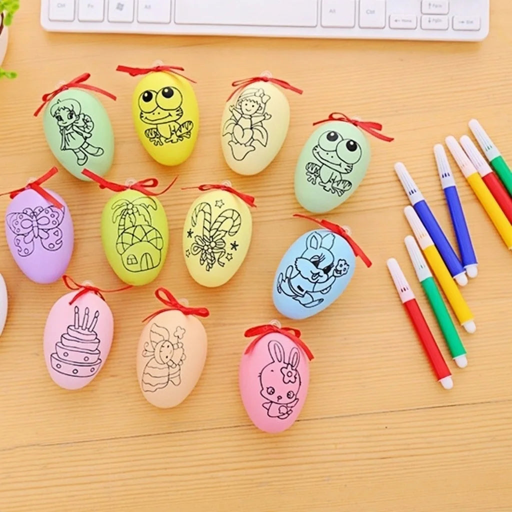 DIY Painting Easter Eggs with Colorful Paint Pens - Easter Egg Decorating Kit for Kids