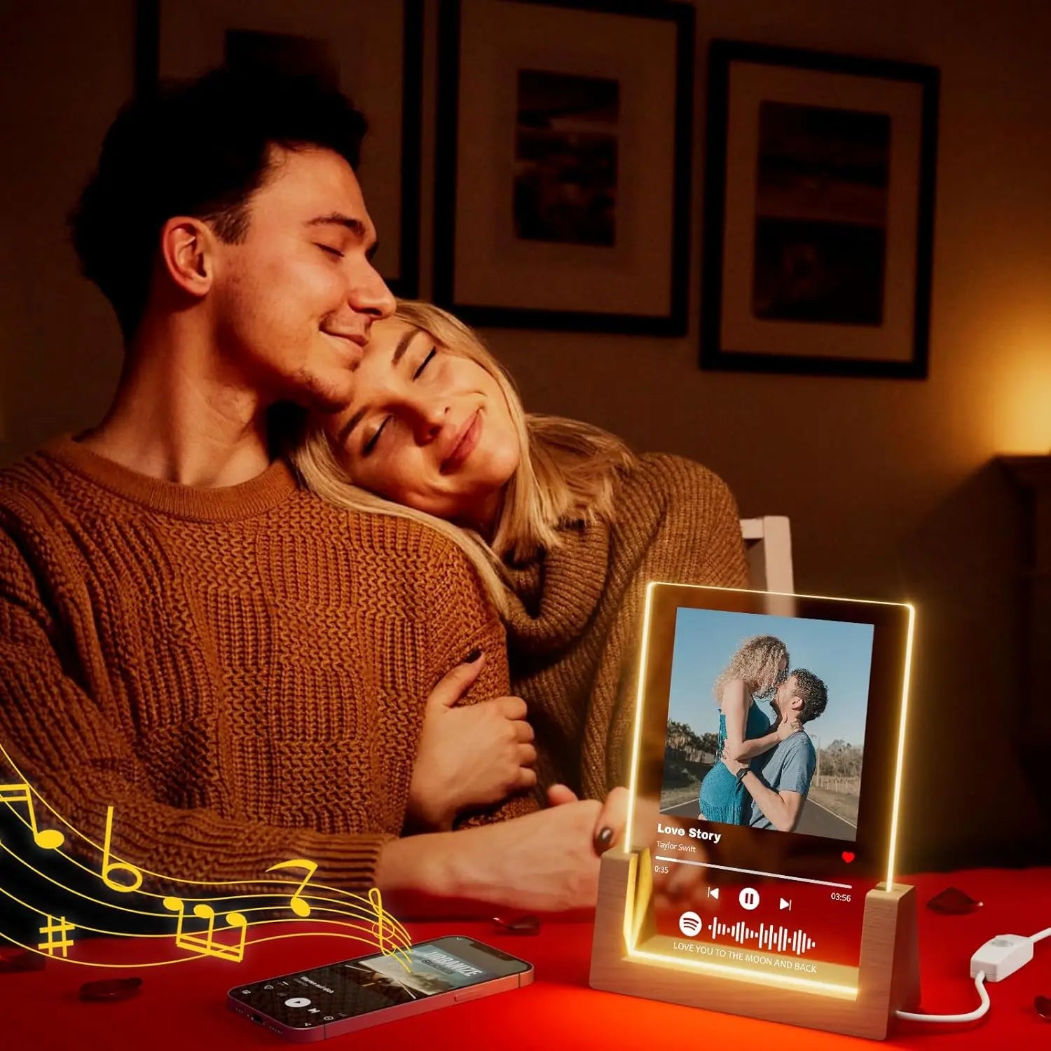 Custom Valentine's Day Gifts Song Plaque Personalized Lamp With Photo Custom couple Romantic Birthday Gift Acrylic Frame