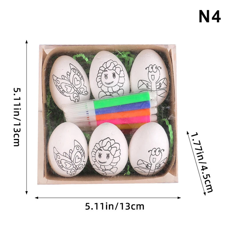 Easter DIY Hand-Painted Eggs Kit with Cartoon Design - Kids Easter Craft Gift