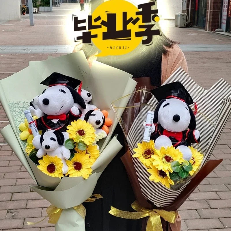 Graduation Gift Anime Cartoon Plush Bouquet Cute Doll Flower Puppy Graduation Gift Birthday Gift For Girlfriend Doll