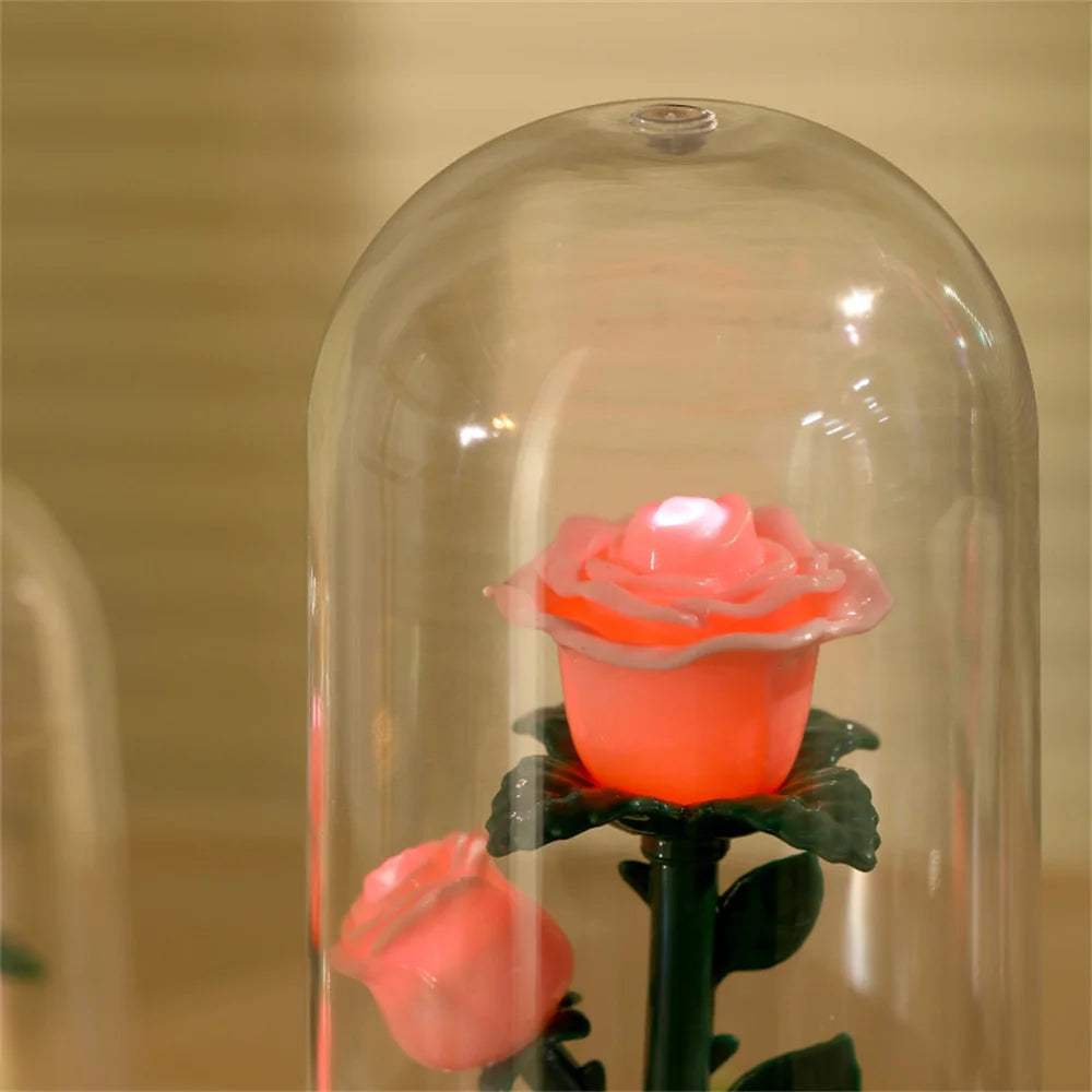Wedding Birthday Valentine Day Gift Eternal Rose Flower Luminous Ornament For Women Mom Girlfriend Wife Home Decoration