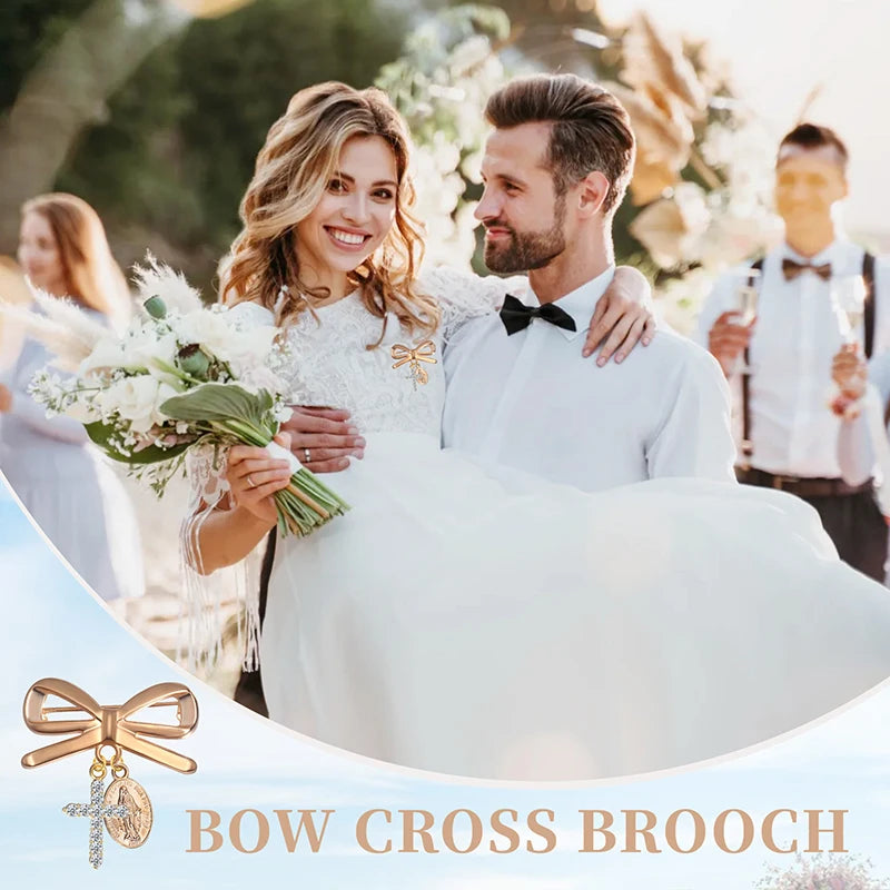 Wedding Favors Gold Bow Brooch Gift Set with Thank You Cards