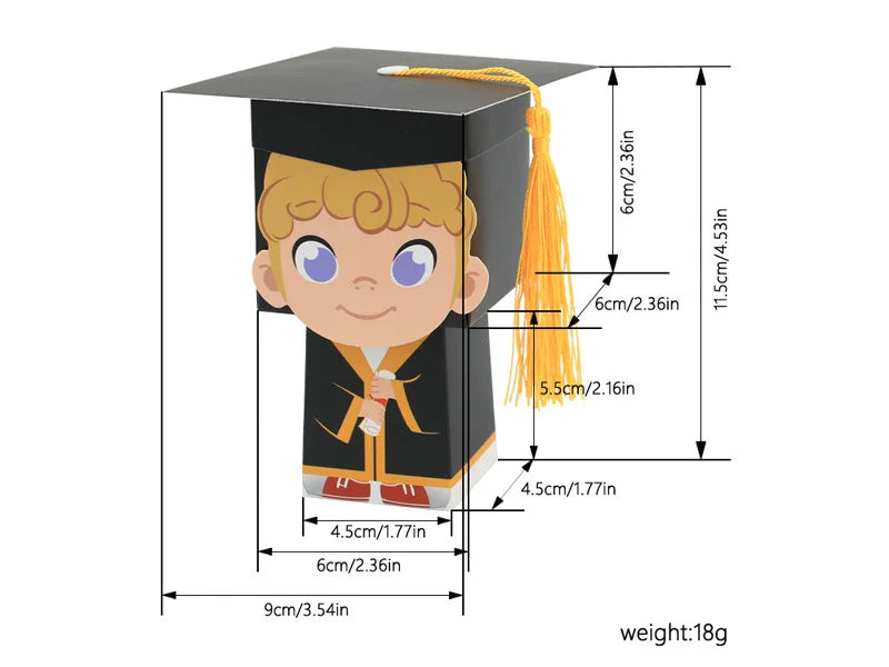 Graduation Cap Gift Boxes - 3D Party Favor Boxes (5 Pack)