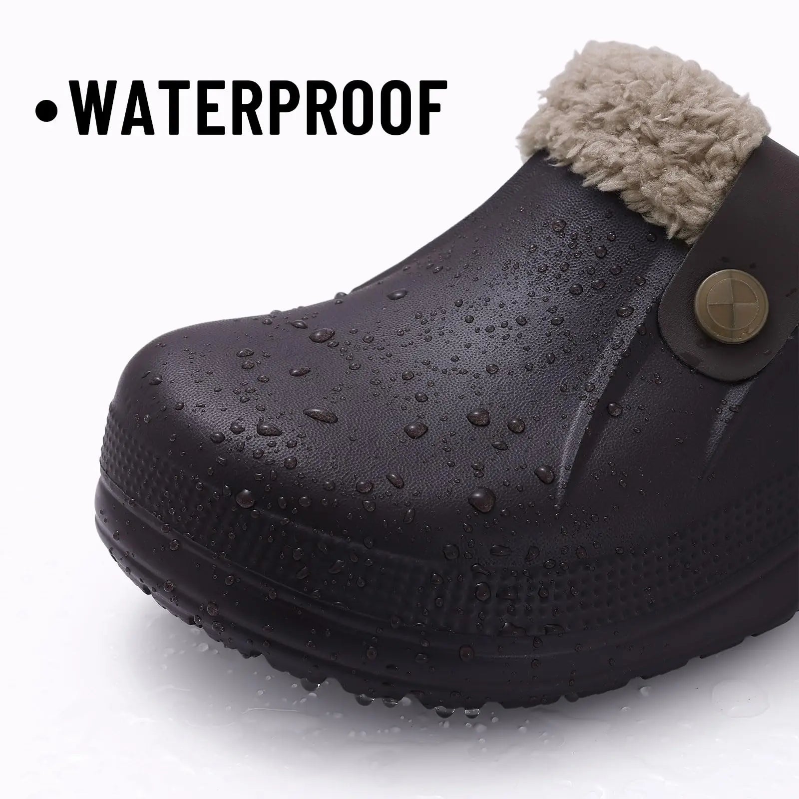 Men's Waterproof Fur Slippers – Warm Non-Slip Winter Shoes