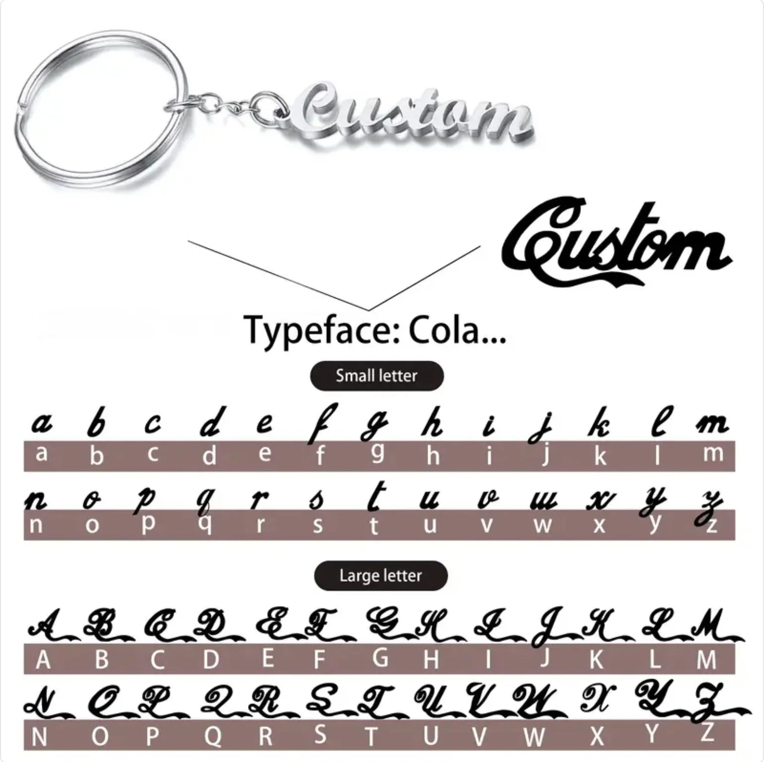 Personalized Name Keychain - Custom Shape Tag Key Ring Mothers Day Anniversary Birthday