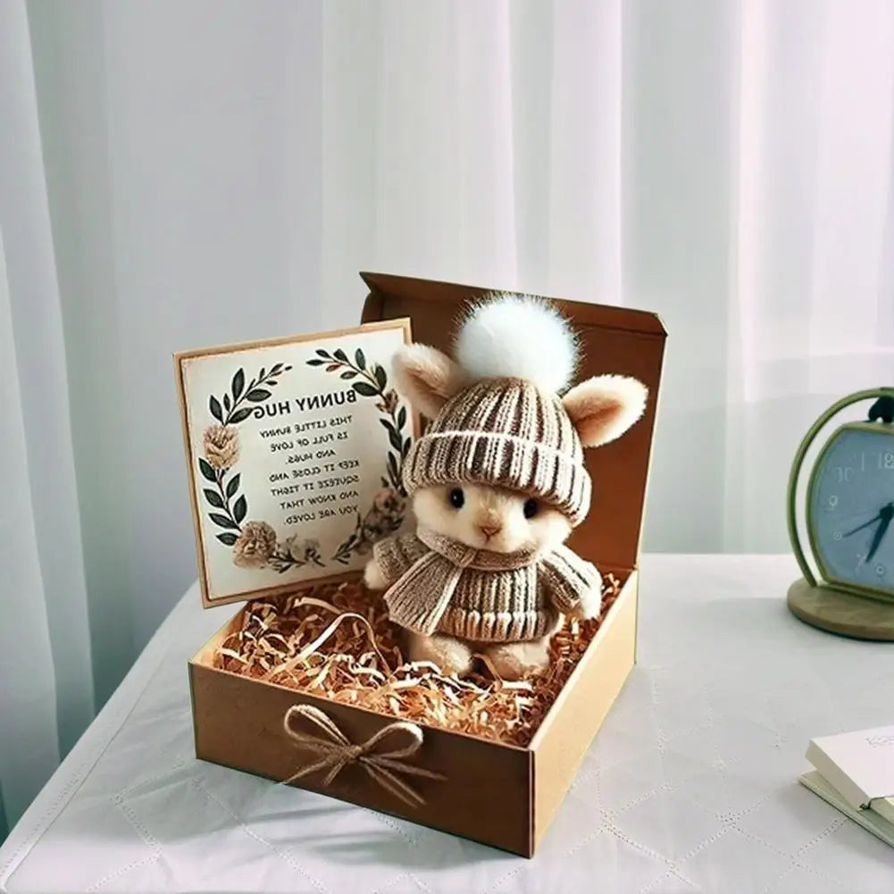 Easter Bunny Gift - Mini Plush Bunny with Knitted Hat | Cute Easter Gifts