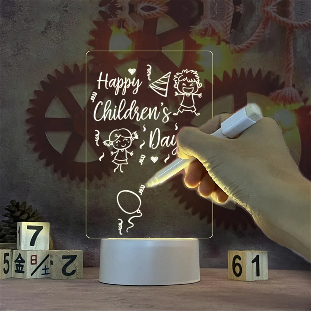 LED Message Board Night Light - USB Erasable Acrylic Desk Lamp Mothers Day Birthday