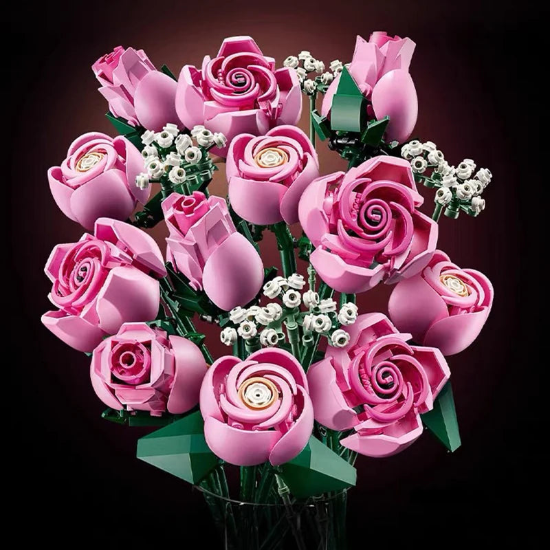 Building Block Rose Bouquet - Mother's Day & Christmas Gift Set