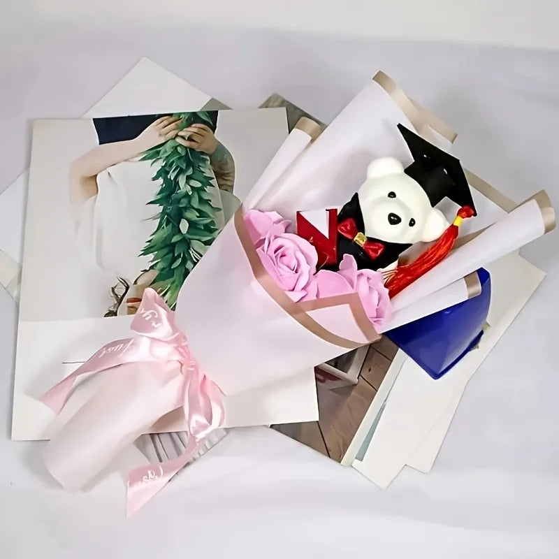 Graduation PhD Bear Gift Bouquet with Roses & Sunflowers - graduation gift ideas