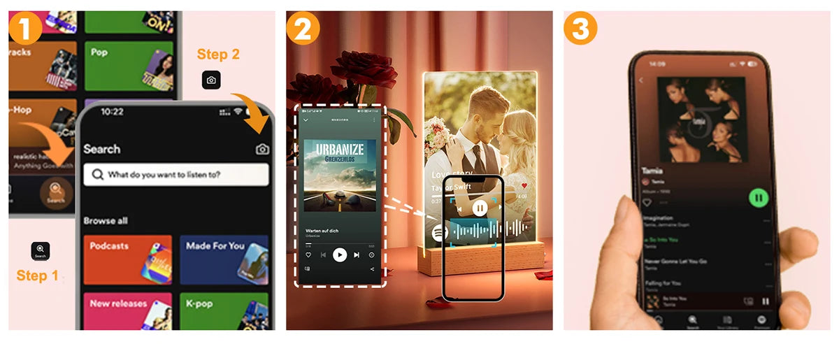 Custom Valentine's Day Gifts Song Plaque Personalized Lamp With Photo Custom couple Romantic Birthday Gift Acrylic Frame