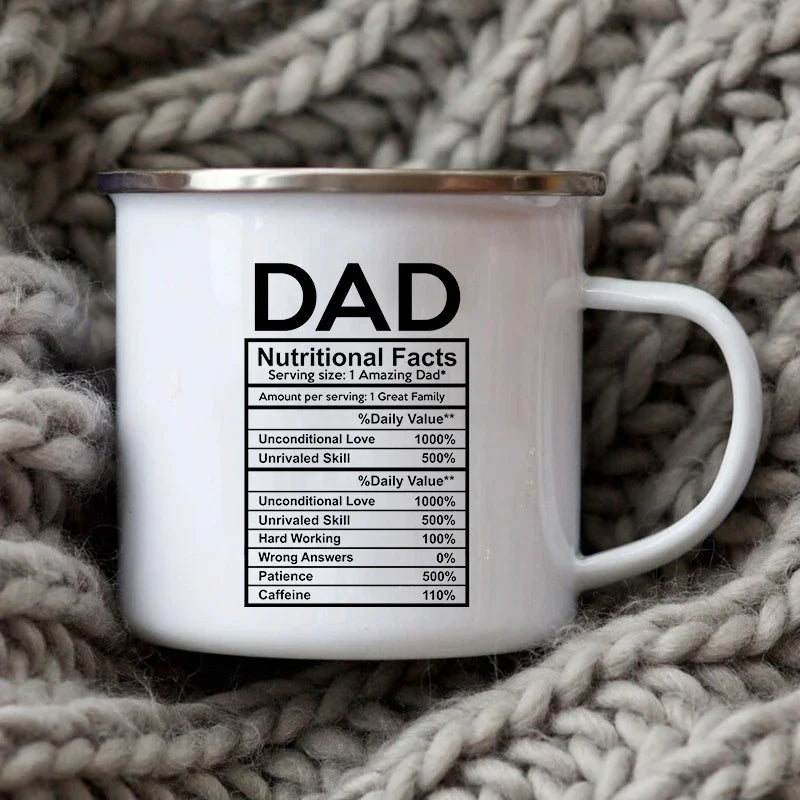 Dad Nutritional Facts Enamel 12oz/400ml Coffee Mug – Father's Day Gift