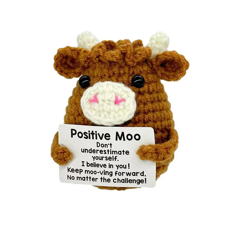 Gifts for Him Her Boyfriend Girlfriend  Handmade Positive Crochet Cute Cow Emotional Birthday Christmas Desktop Decorations