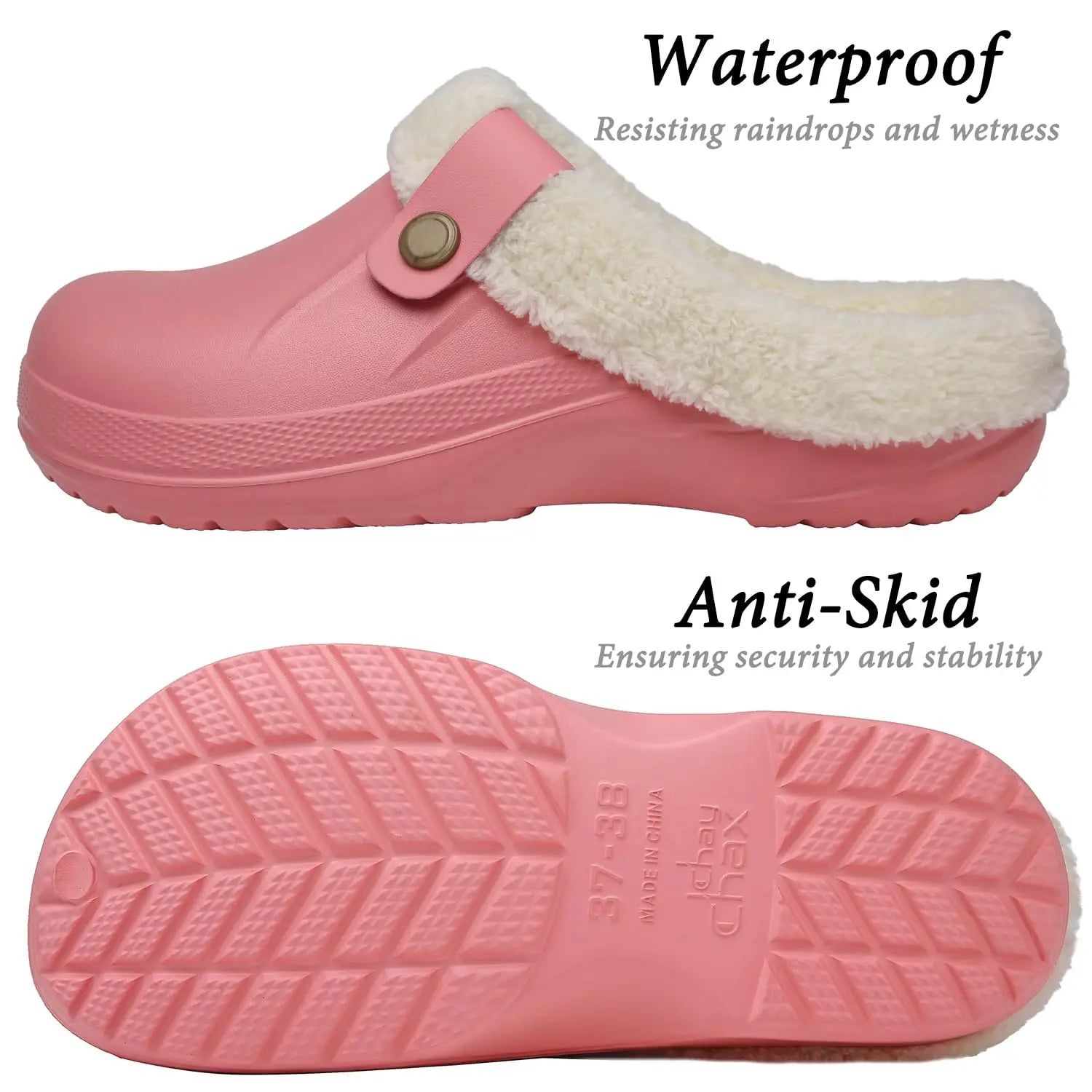 Men's Waterproof Fur Slippers – Warm Non-Slip Winter Shoes