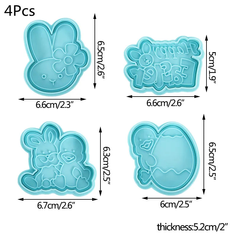 Easter Cookie Cutter Set - Bunny, Egg & Chick Molds for Spring Baking