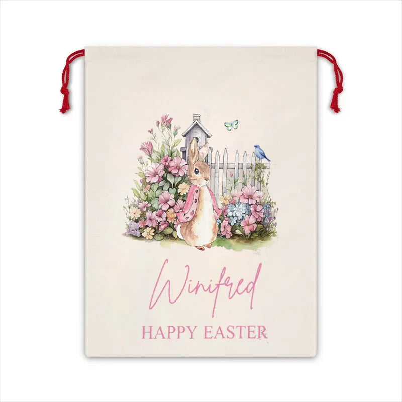 Personalized Easter Bunny Basket - Custom Name Easter Bag for Kids | Reusable Easter Egg Hunt Tote