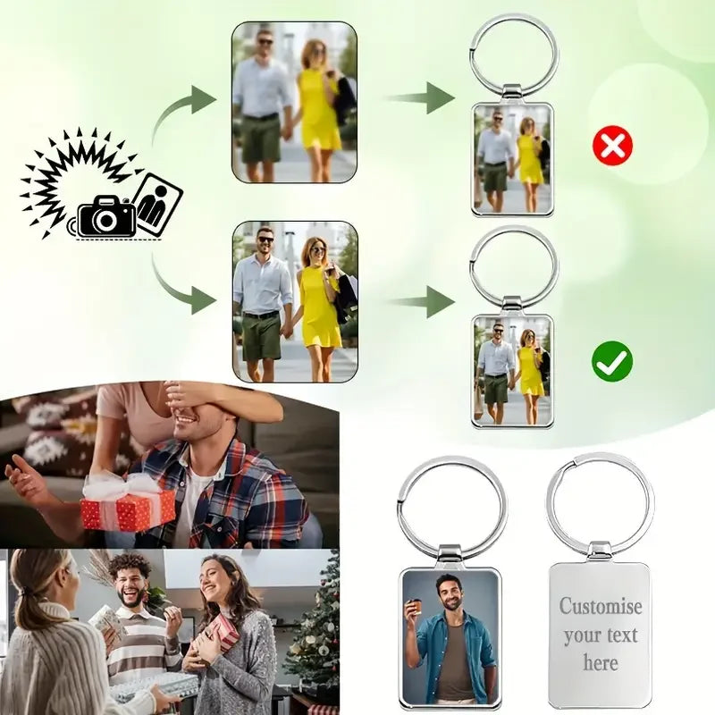 Personalised Photo Keychain - Custom Printed Keychain, the Perfect Gift for Festive Occasions