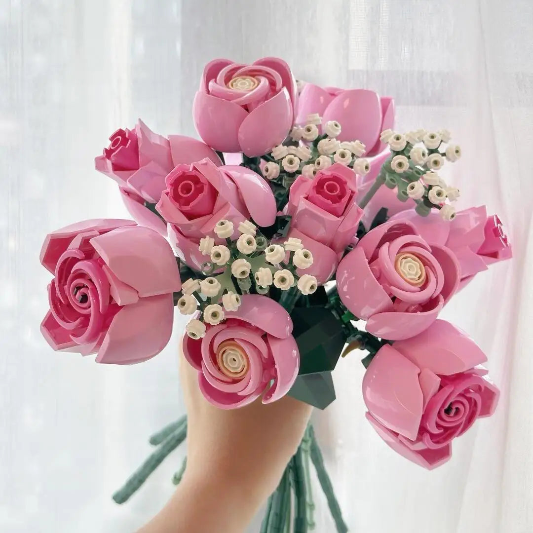 Building Block Rose Bouquet - Mother's Day & Christmas Gift Set
