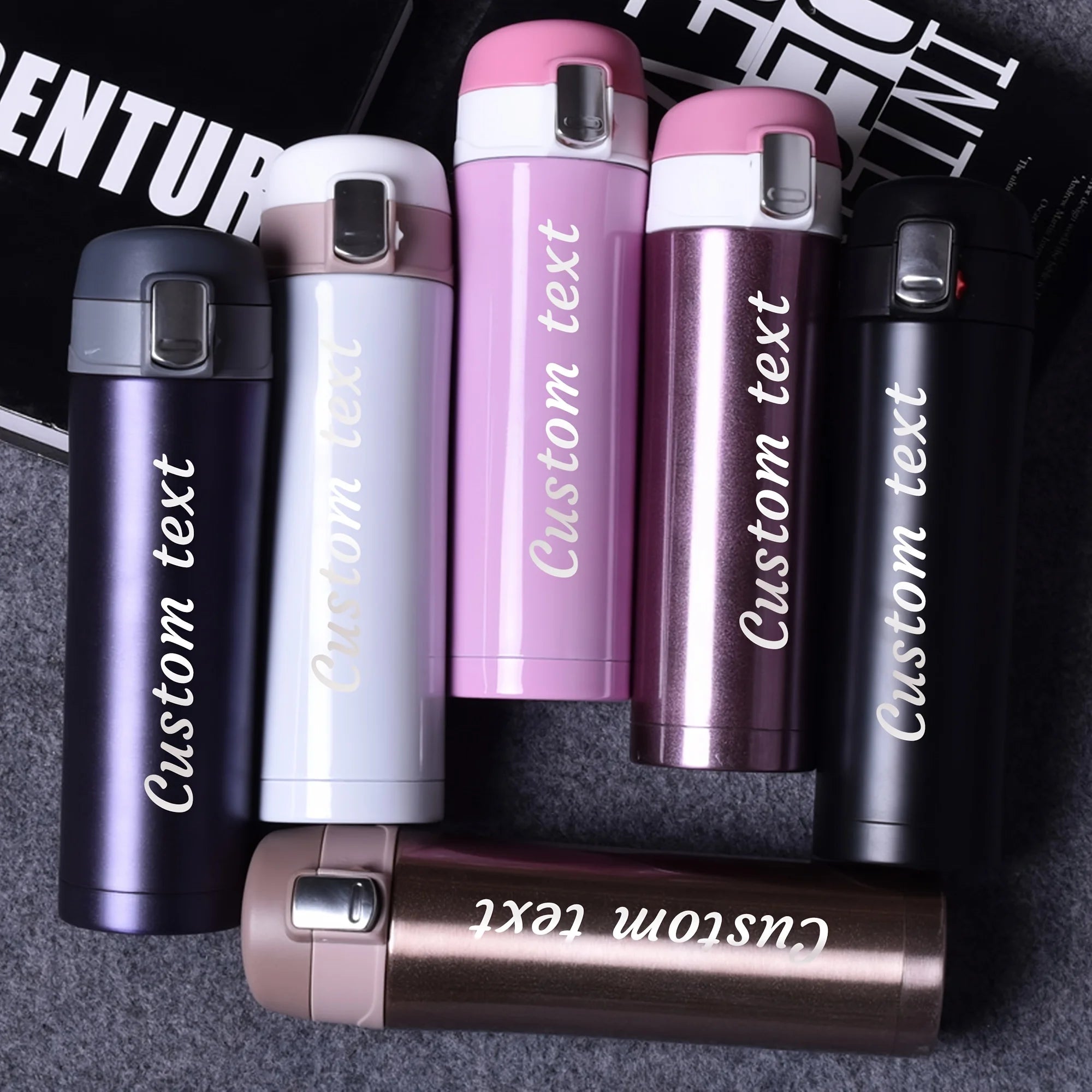 Personalized Laser Engraved Water Bottle – Insulated Stainless Steel 500ml with flip lockable lid