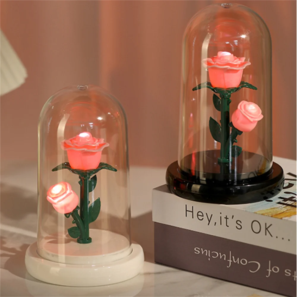 Wedding Birthday Valentine Day Gift Eternal Rose Flower Luminous Ornament For Women Mom Girlfriend Wife Home Decoration