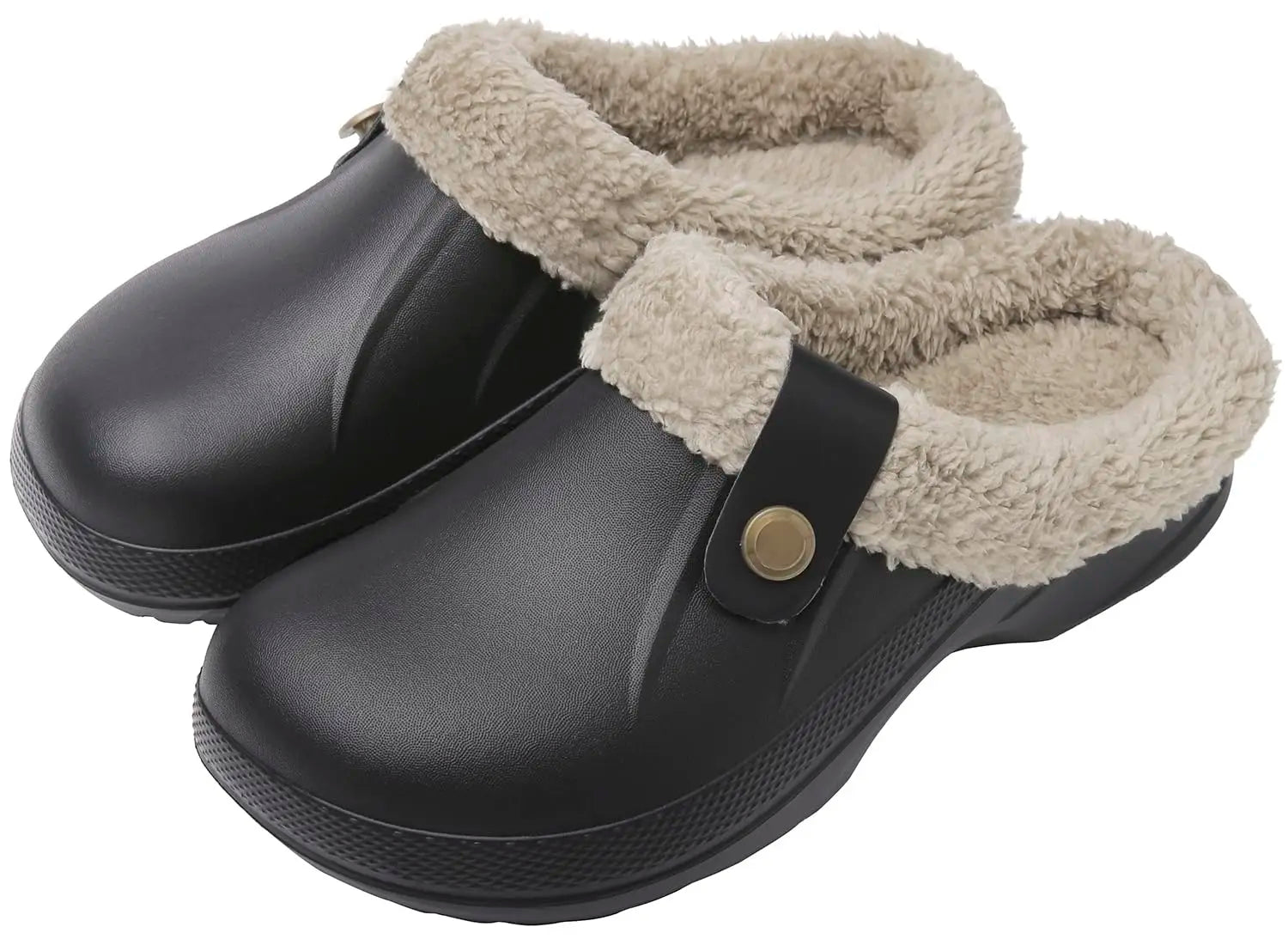 Men's Waterproof Fur Slippers – Warm Non-Slip Winter Shoes