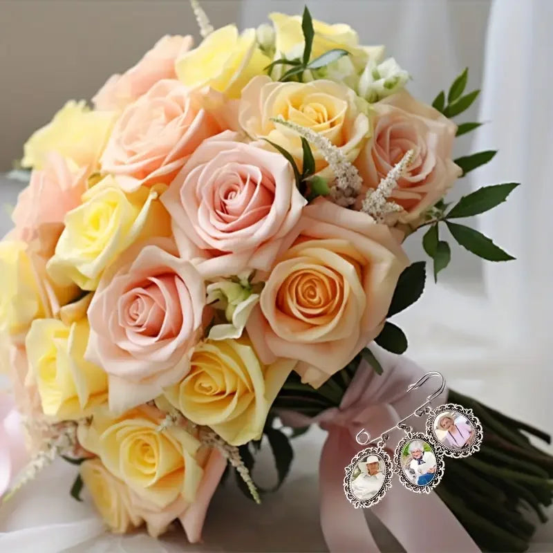 Personalised custom round/oval wedding dress accessories bouquet pendant wedding memorial decorations