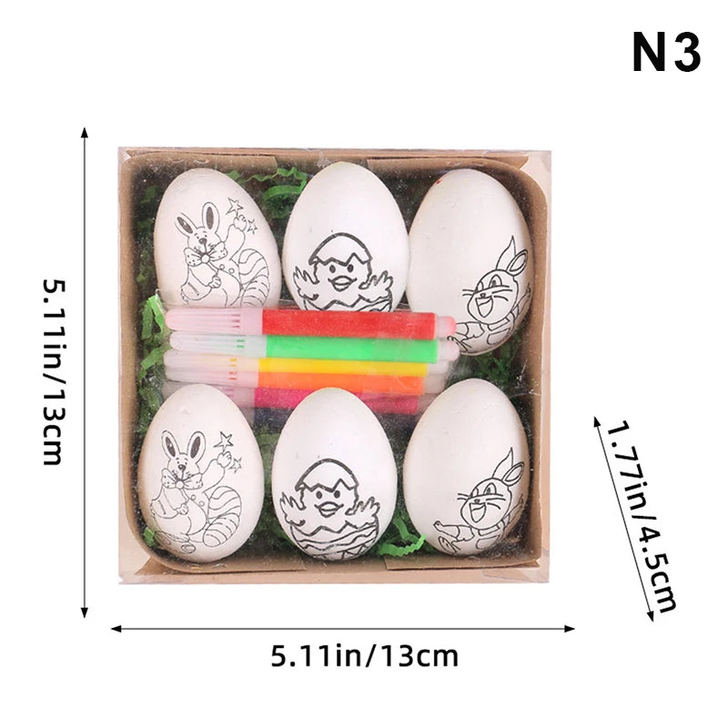 Easter DIY Hand-Painted Eggs Kit with Cartoon Design - Kids Easter Craft Gift