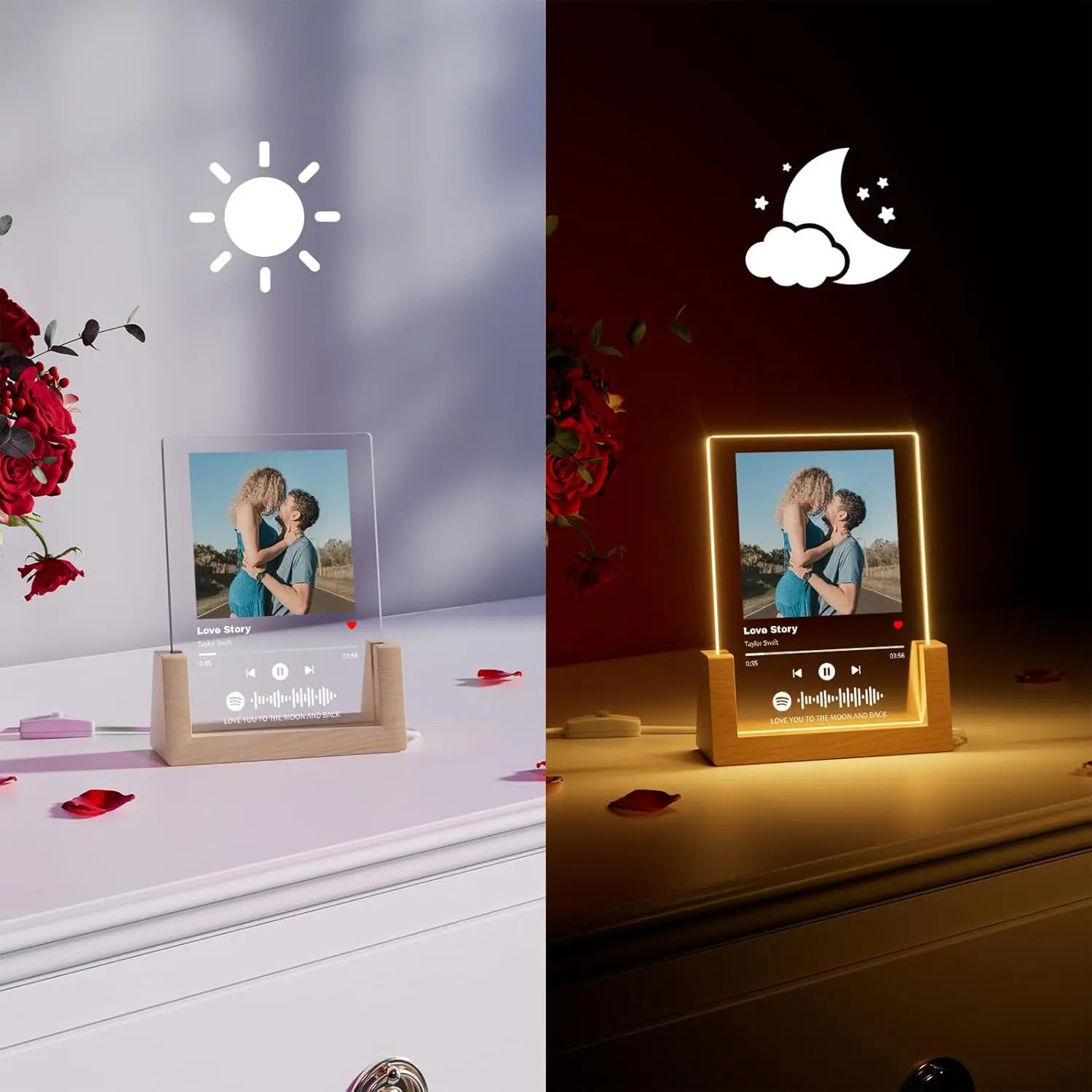 Custom Valentine's Day Gifts Song Plaque Personalized Lamp With Photo Custom couple Romantic Birthday Gift Acrylic Frame