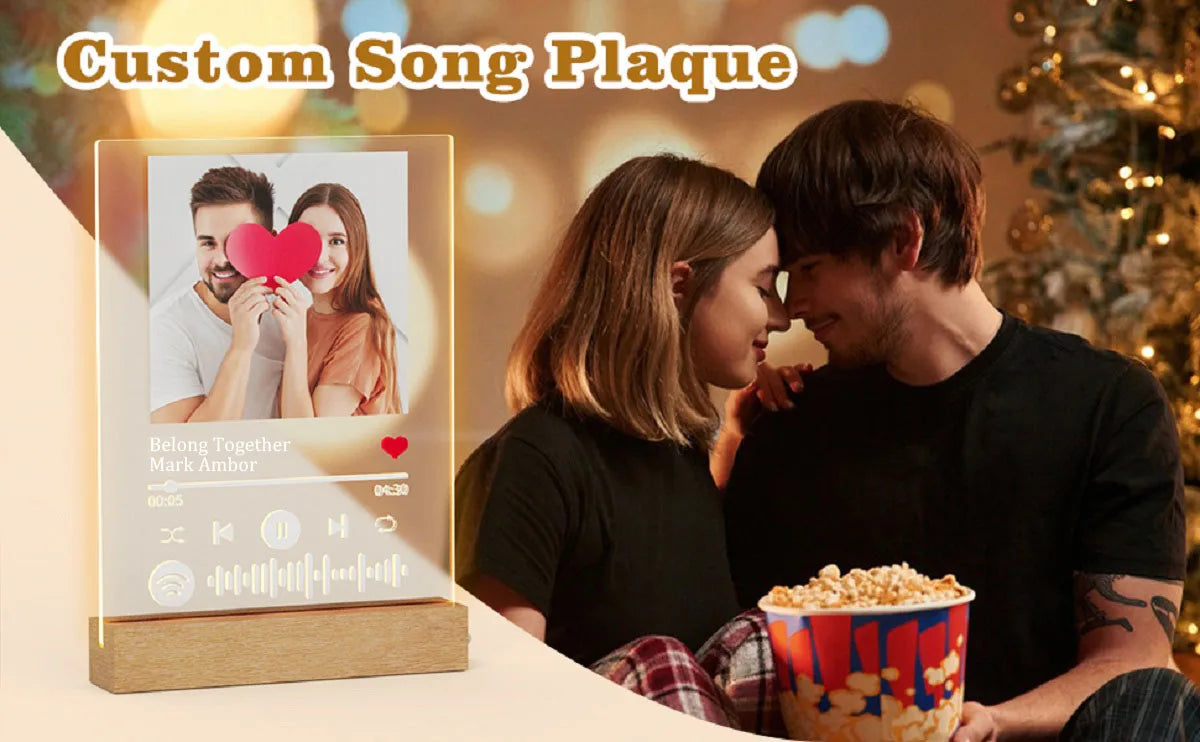 Personalized Picture Frame with LED Light - Custom Valentine's Birthday Photo Gift